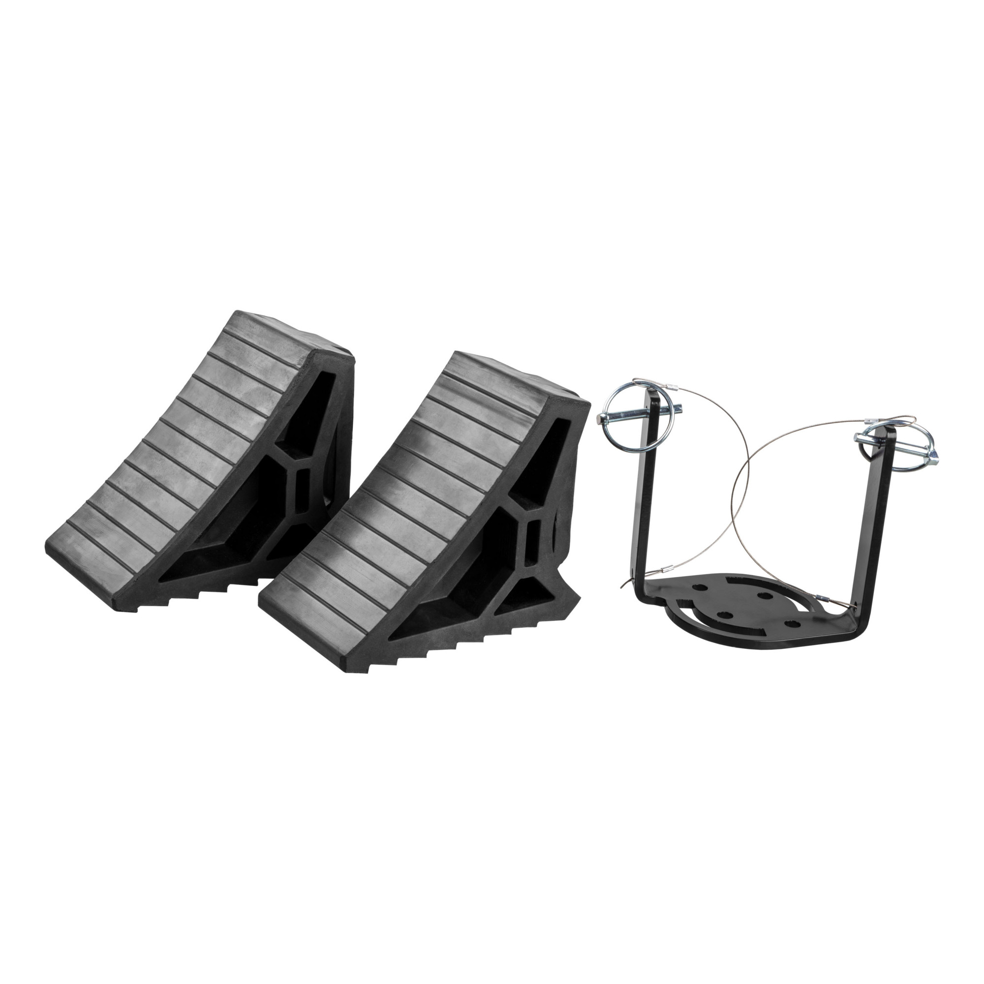 Curt Manufacturing, HD Wheel Chocks 2-Pack with Mounting Bracket, Working Width 5.875 in, Height 3.875 in, Included (qty.) 2 Model# 22802